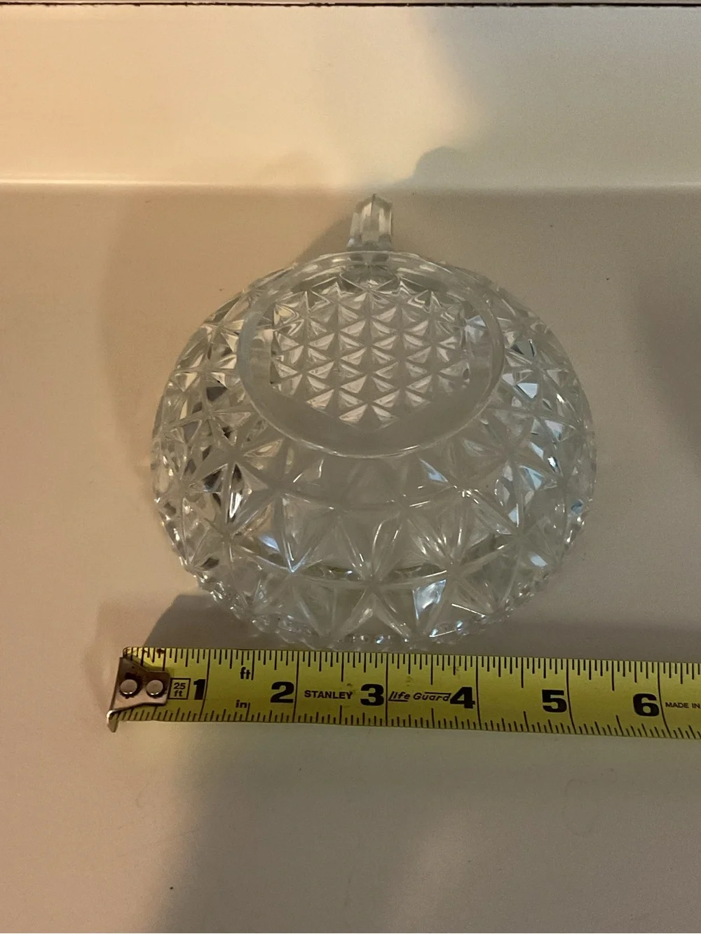 Clear Pressed Glass Starburst Bowl with handle